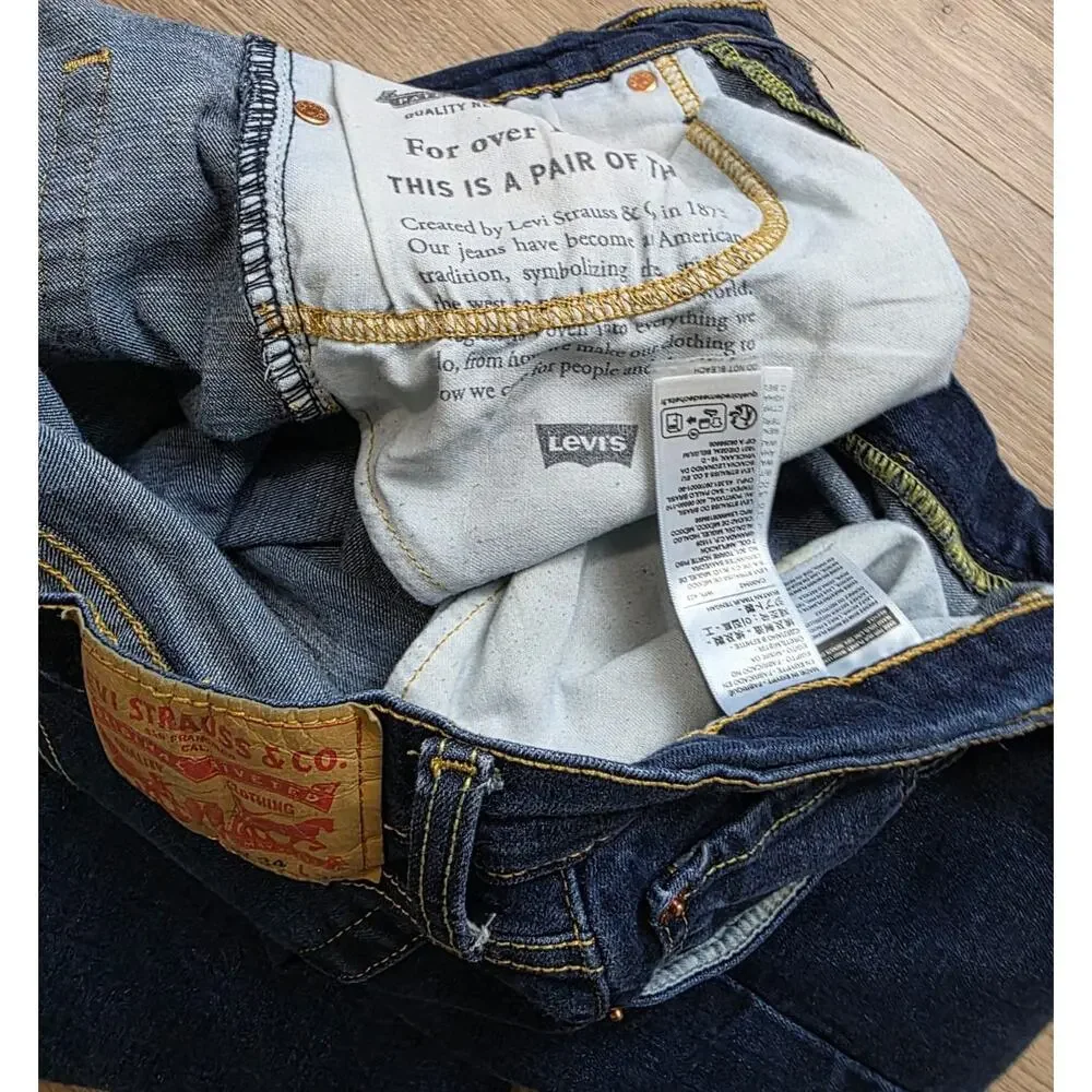 Levi's 514 Straight Jeans Men's 34x32 Dark Wash Stretch Blue Denim